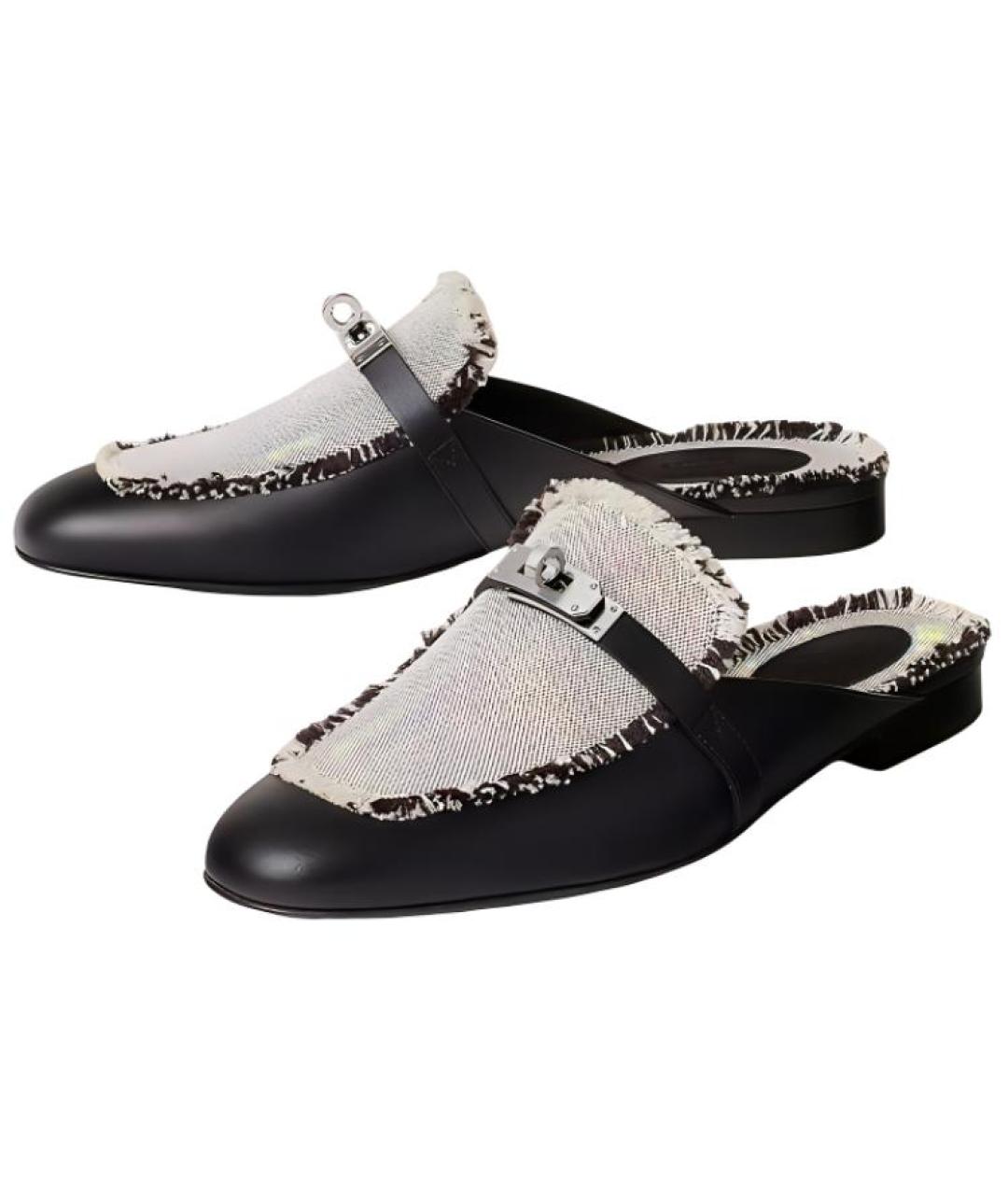 HERMES Черные мюли, фото 3