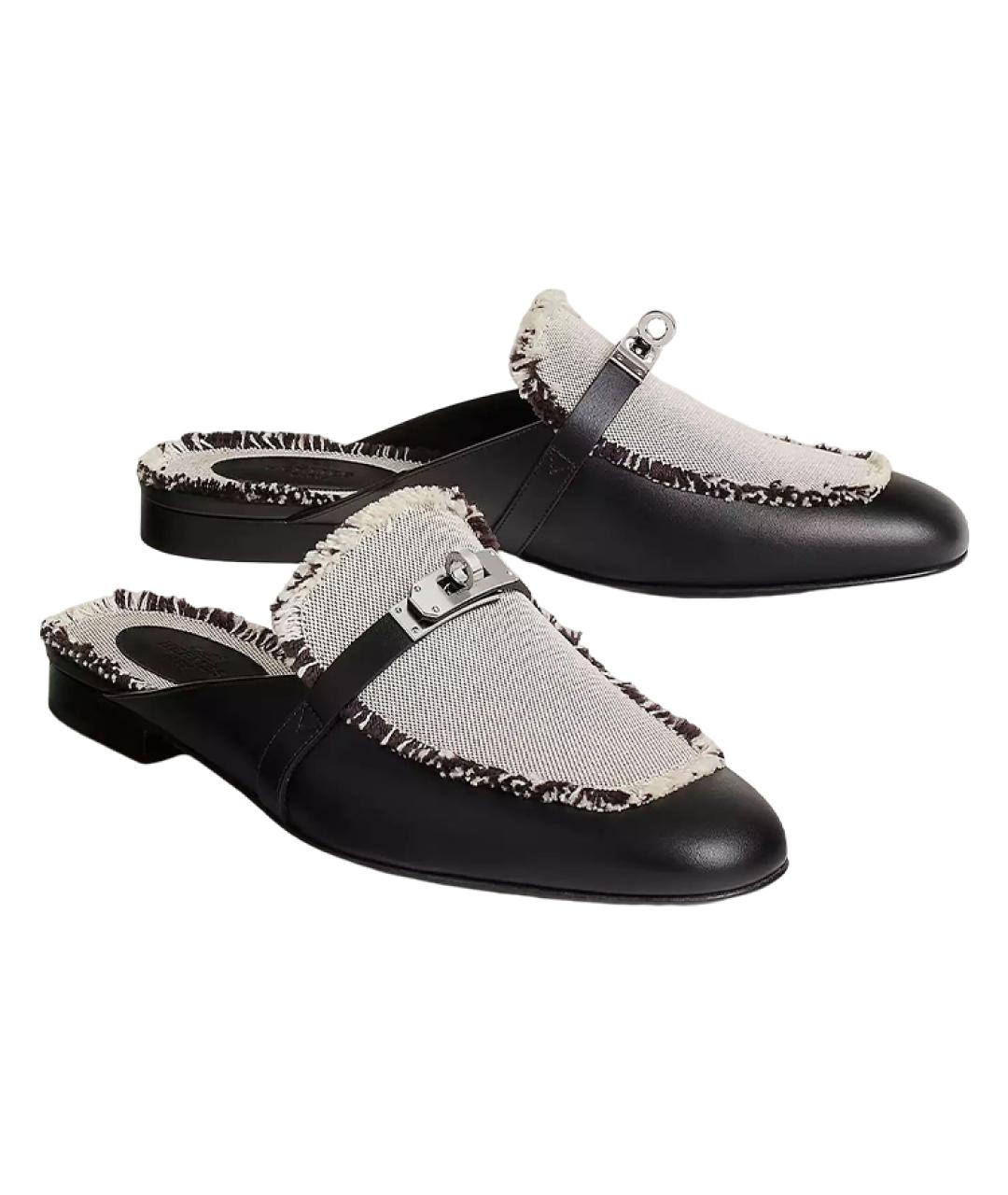 HERMES Черные мюли, фото 4