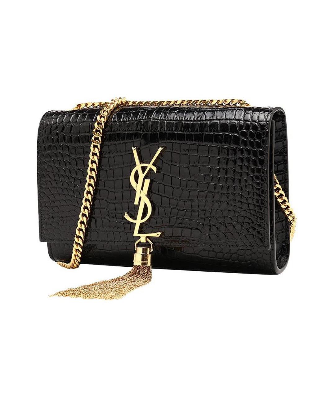 SAINT LAURENT Черная кожаная сумка через плечо, фото 2