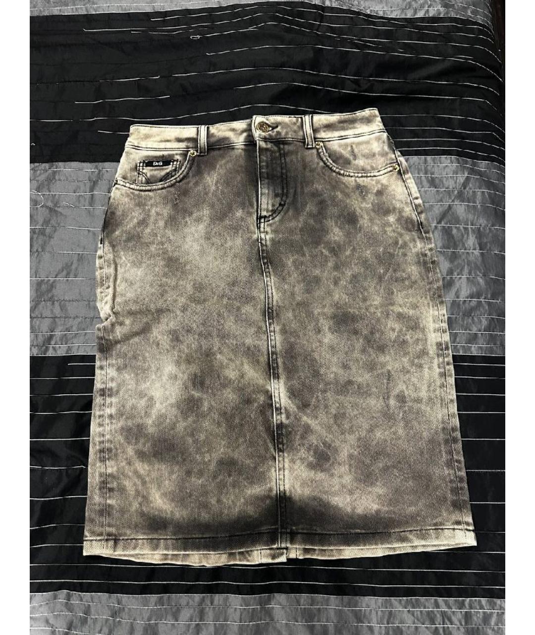 DOLCE&GABBANA Бежевая деним юбка миди, фото 6