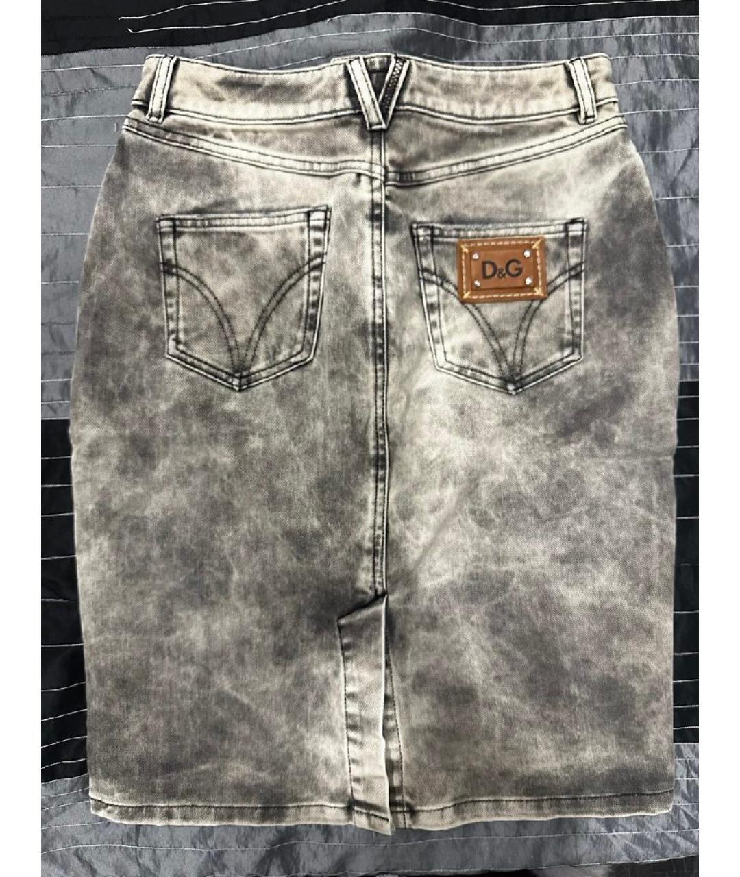 DOLCE&GABBANA Бежевая деним юбка миди, фото 2