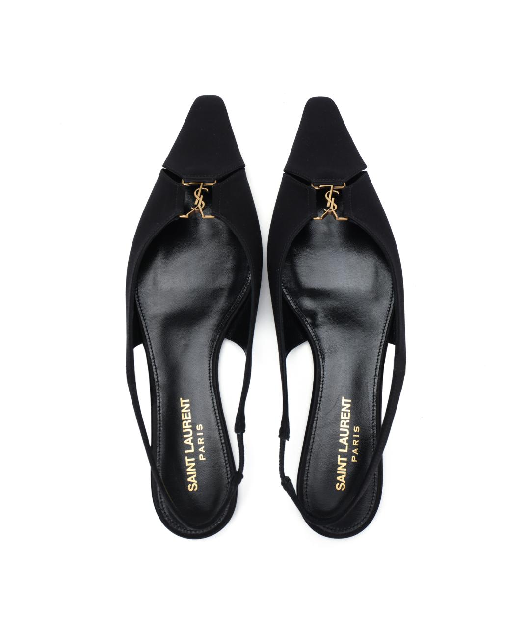 SAINT LAURENT Черные текстильные балетки, фото 3