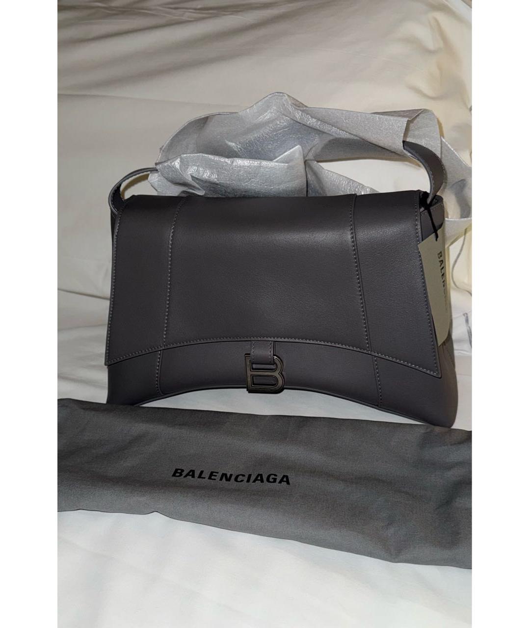 BALENCIAGA Антрацитовая кожаная сумка с короткими ручками, фото 6