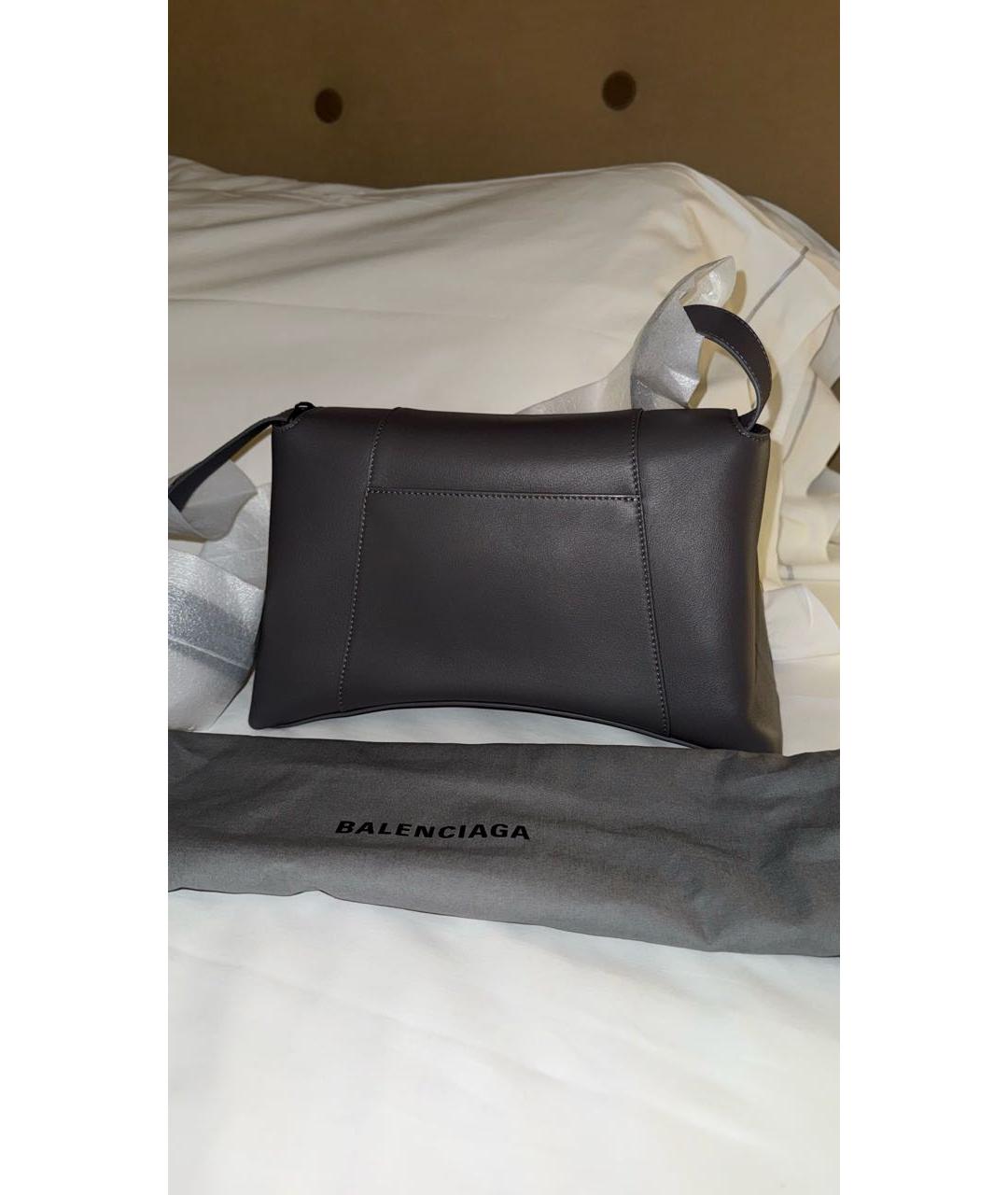 BALENCIAGA Антрацитовая кожаная сумка с короткими ручками, фото 5