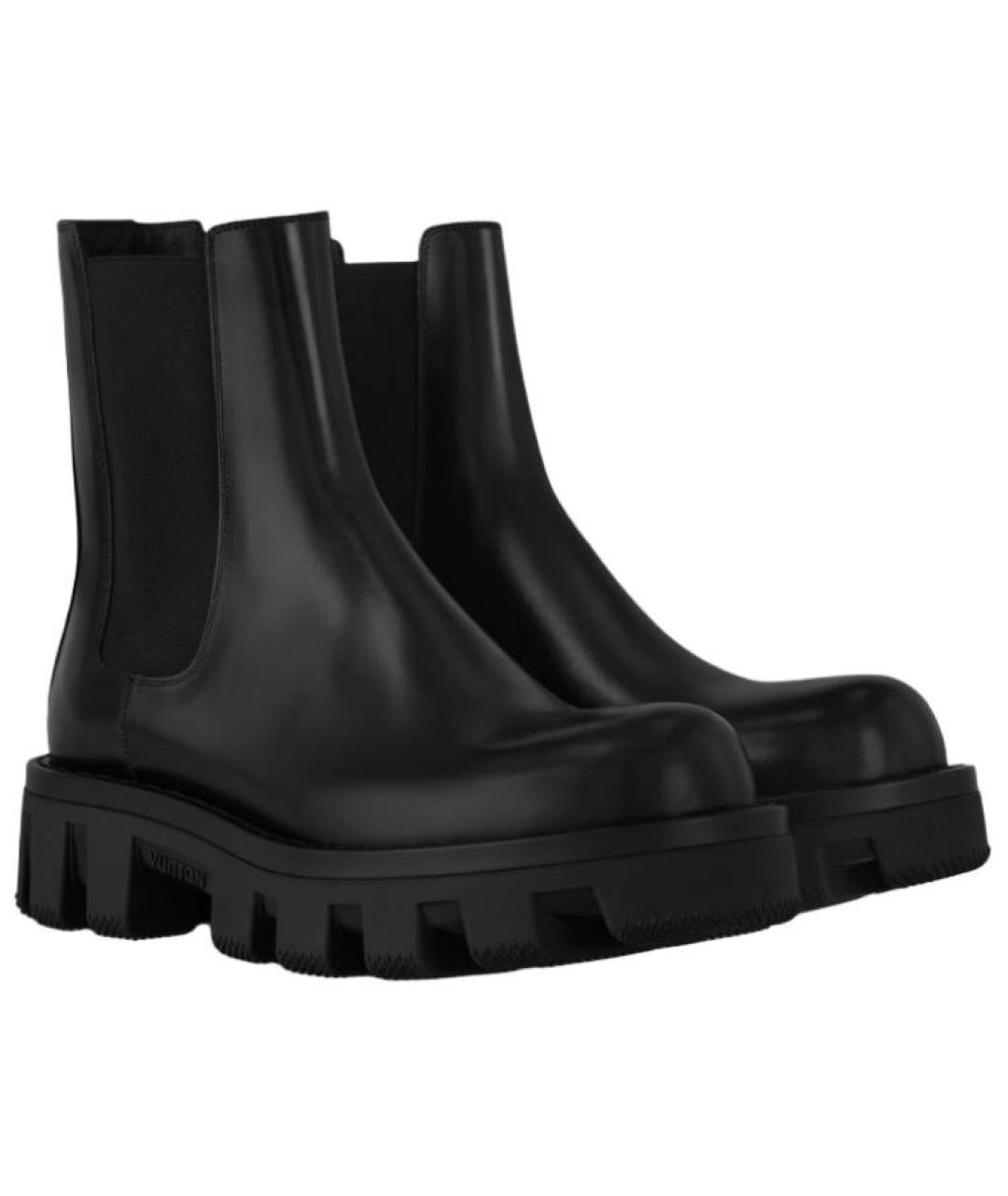 LOUIS VUITTON Черные кожаные высокие ботинки, фото 3