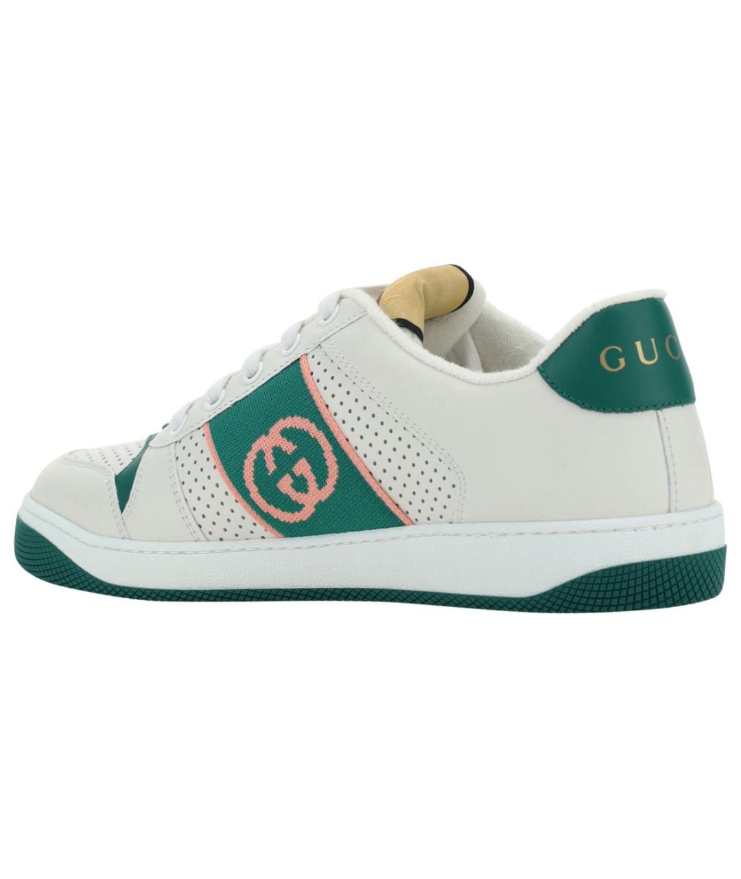 GUCCI Белые кожаные низкие кроссовки / кеды, фото 4
