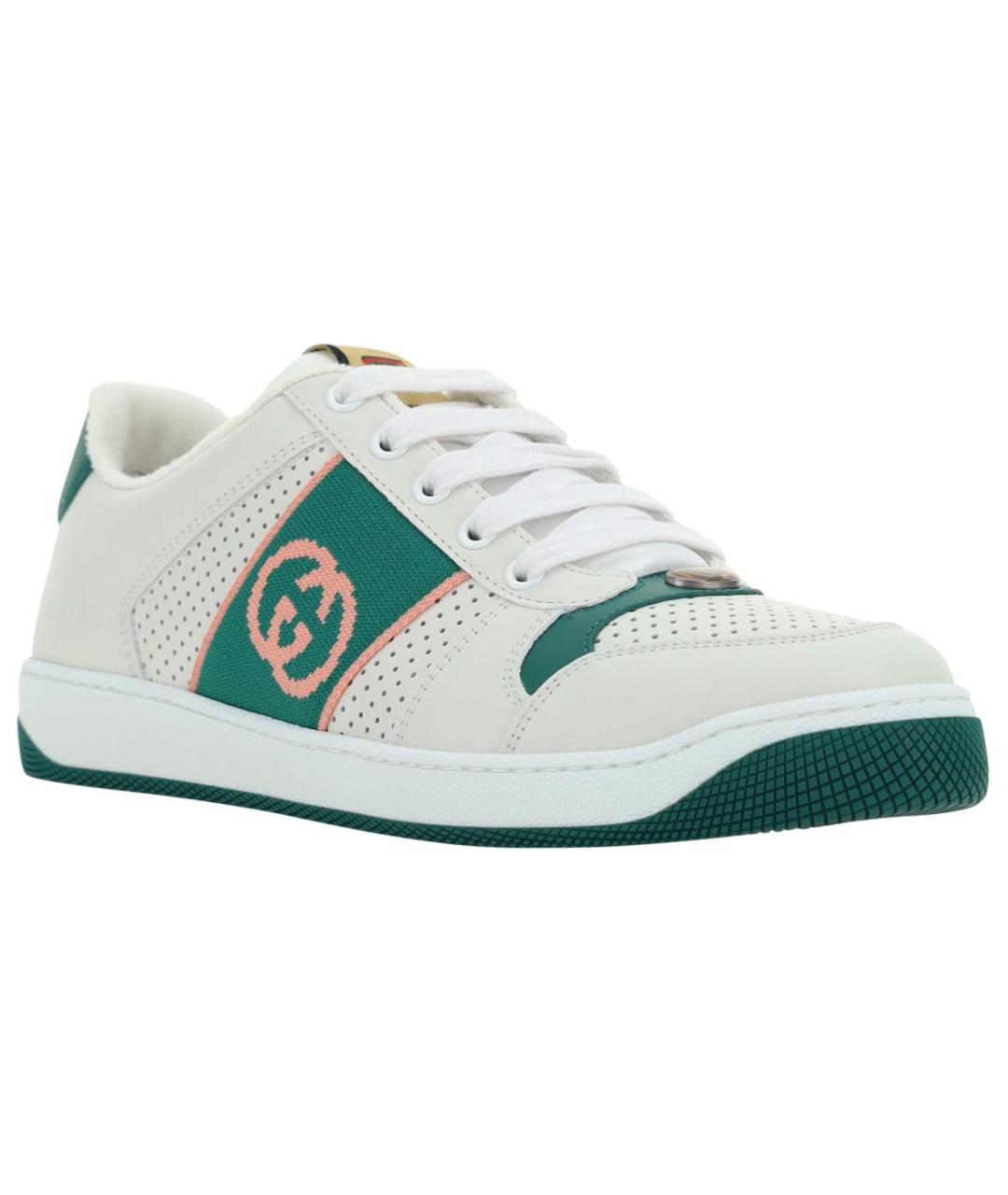 GUCCI Белые кожаные низкие кроссовки / кеды, фото 3