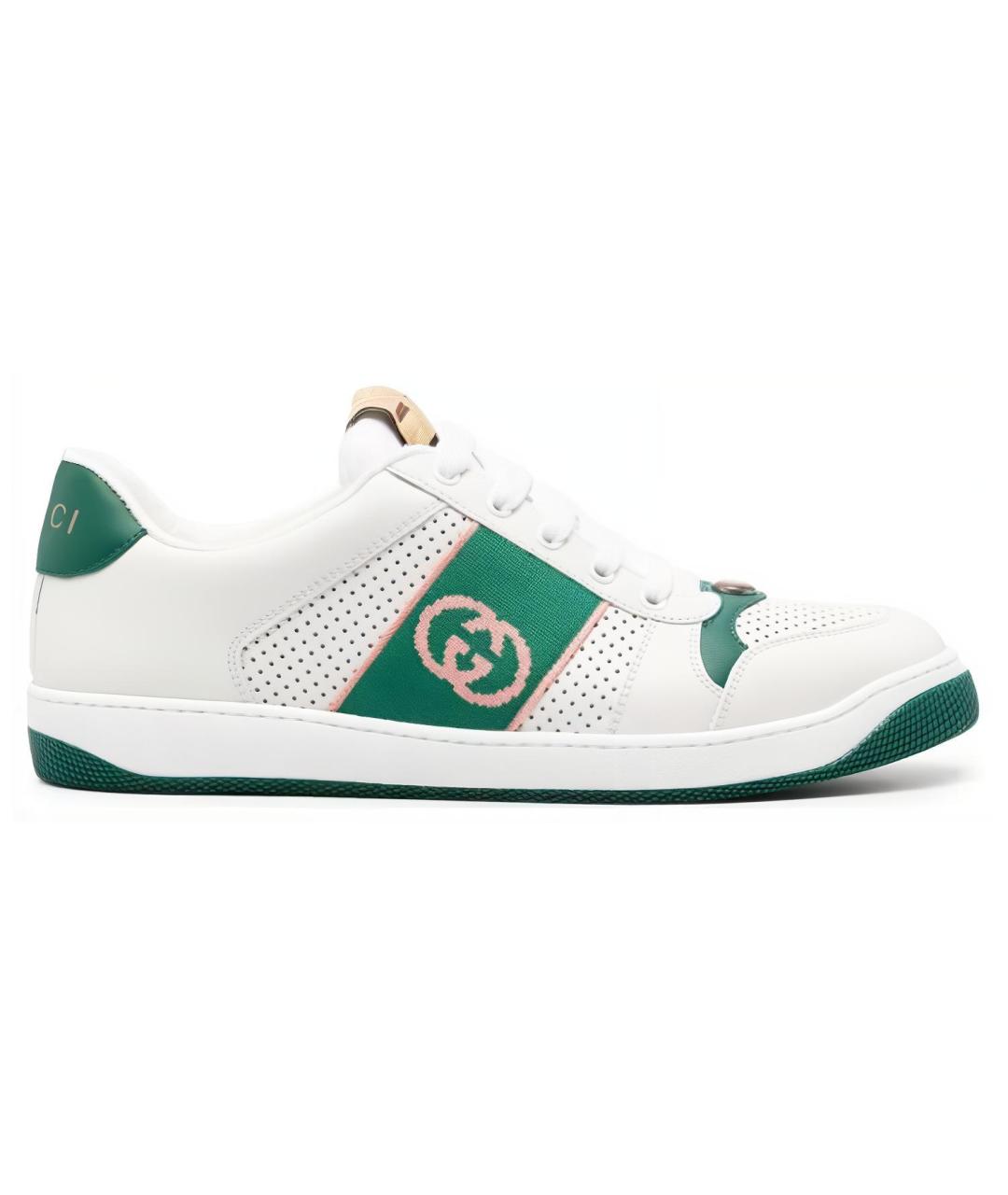 GUCCI Белые кожаные низкие кроссовки / кеды, фото 1