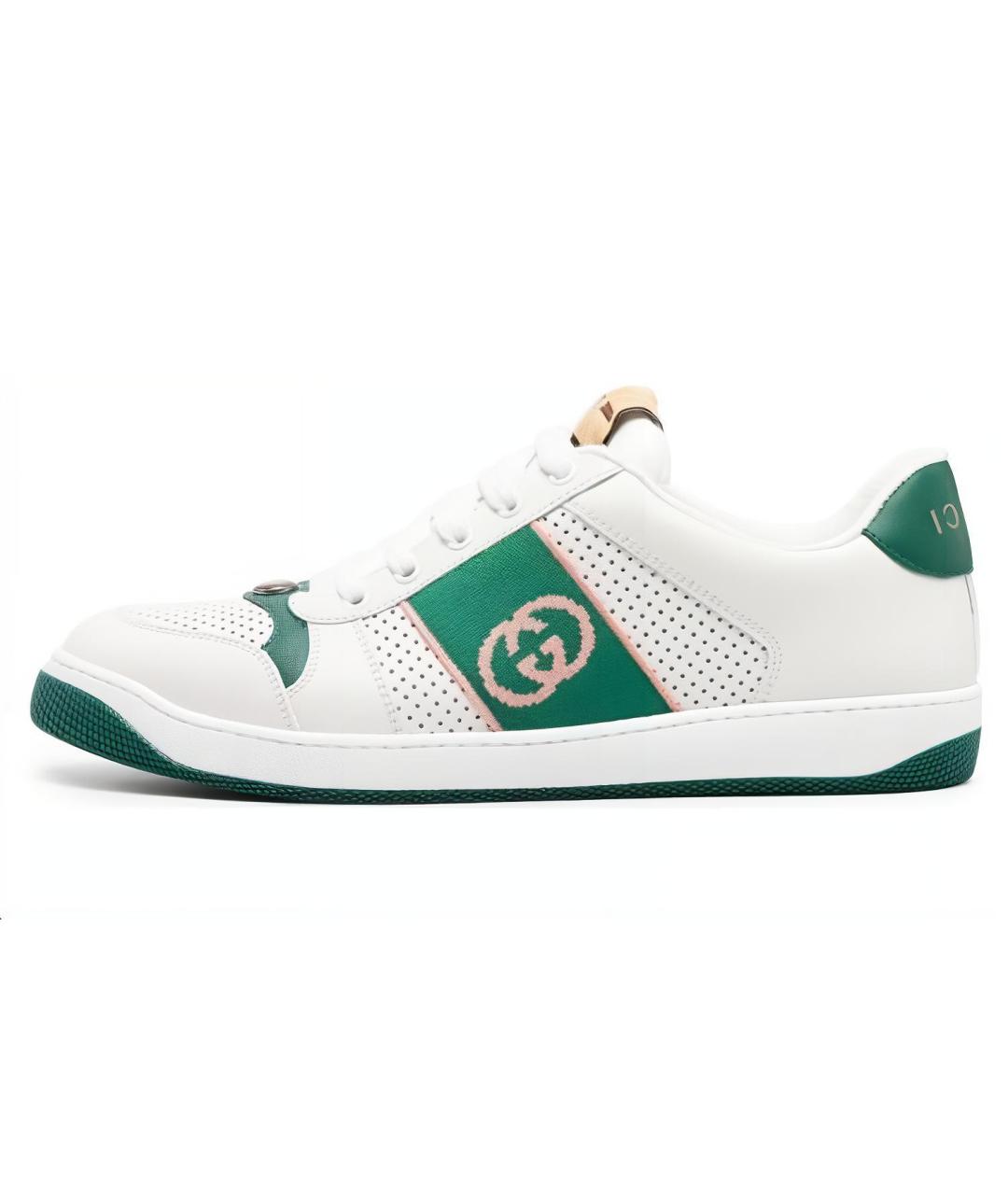 GUCCI Белые кожаные низкие кроссовки / кеды, фото 2