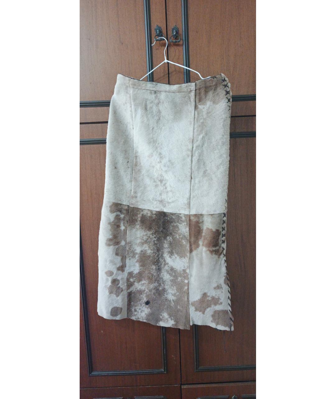 DOLCE&GABBANA Коричневый кожаный костюм с юбками, фото 2