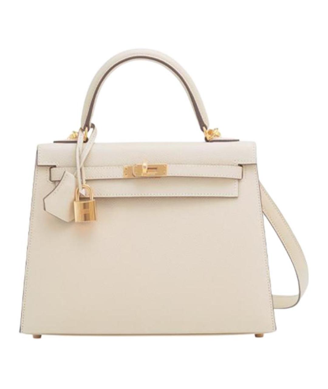 HERMES Белая кожаная сумка через плечо, фото 1