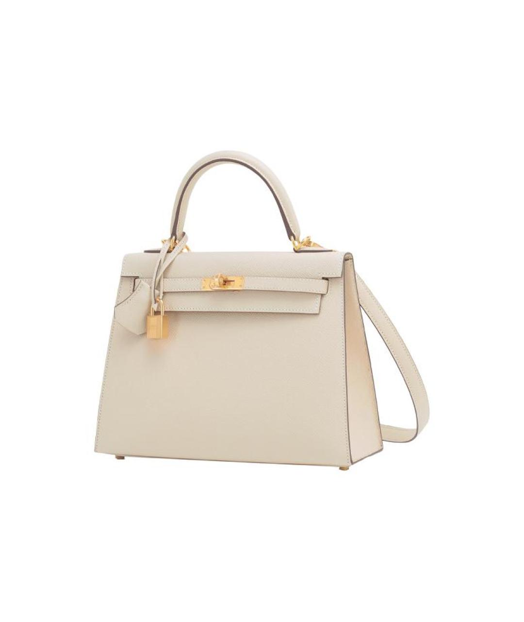 HERMES Белая кожаная сумка через плечо, фото 3