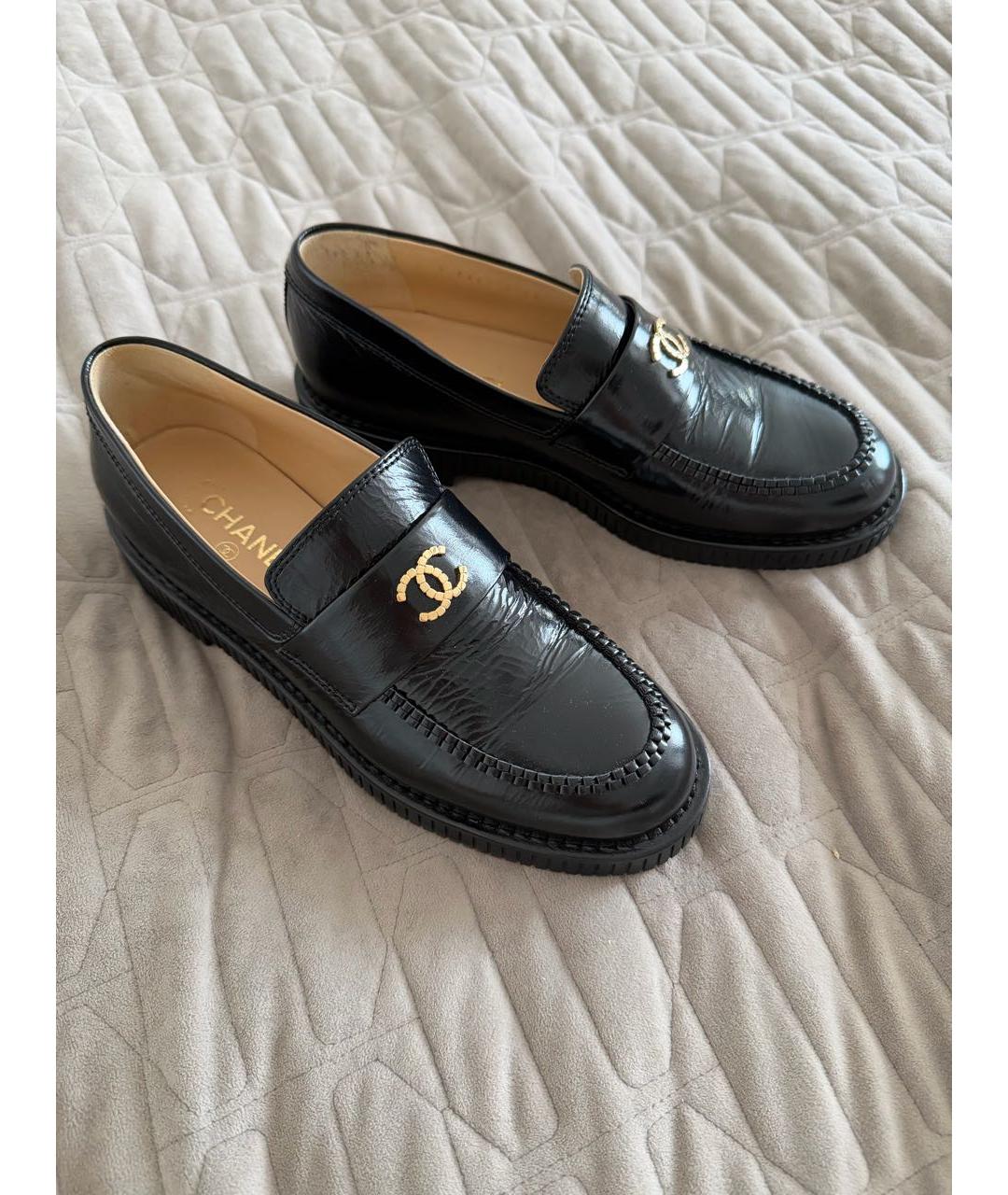 CHANEL Черные кожаные лоферы, фото 3