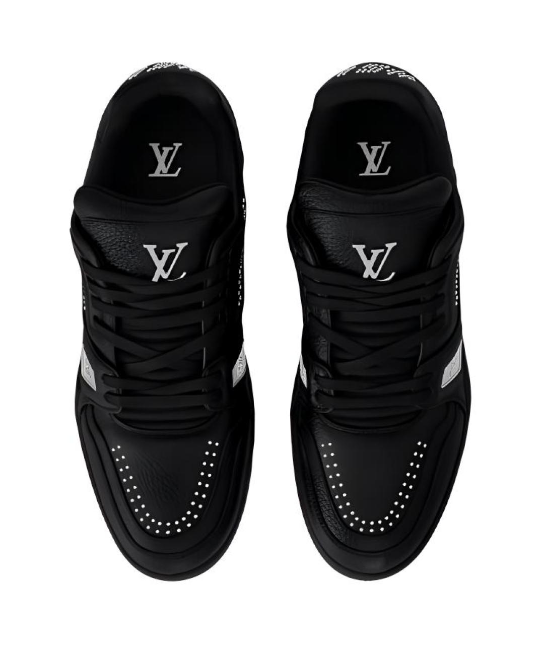 LOUIS VUITTON Черные кожаные низкие кроссовки / кеды, фото 5