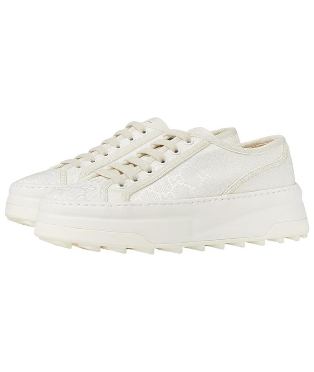 GUCCI Белые текстильные кеды, фото 3