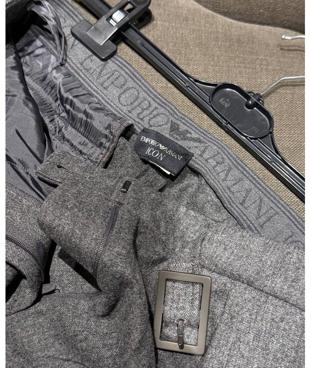 EMPORIO ARMANI Антрацитовые шерстяные брюки узкие, фото 3