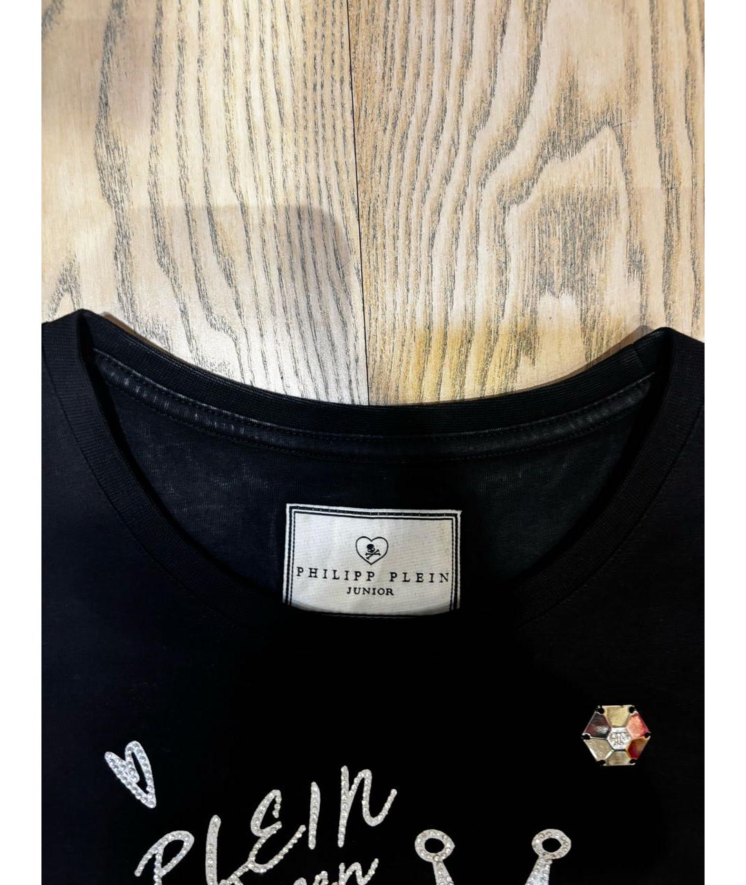 PHILIPP PLEIN JUNIOR Черный хлопковый детская футболка / топ, фото 3