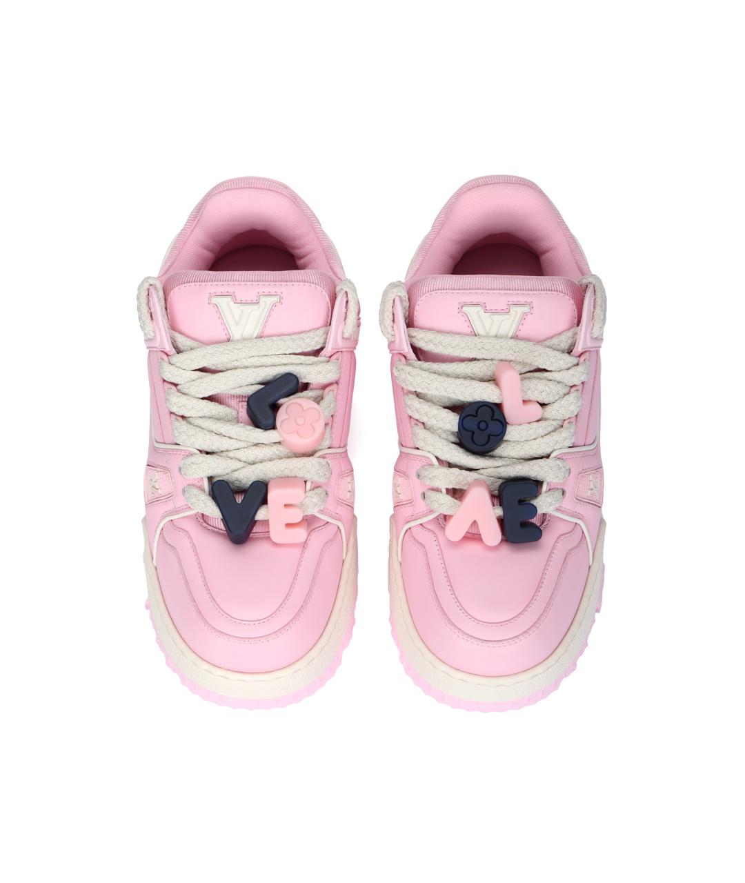 LOUIS VUITTON Розовые кожаные кроссовки, фото 3