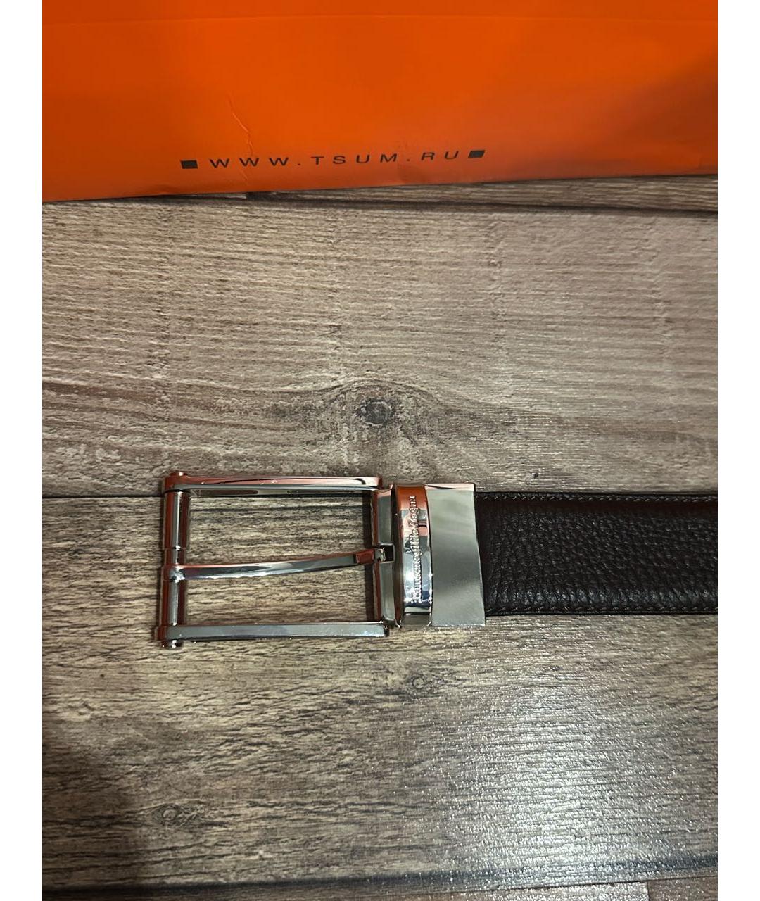 ZEGNA Коричневый кожаный ремень, фото 4