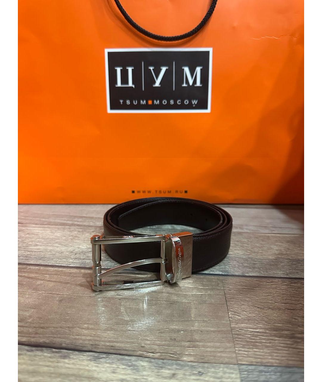 ZEGNA Коричневый кожаный ремень, фото 7