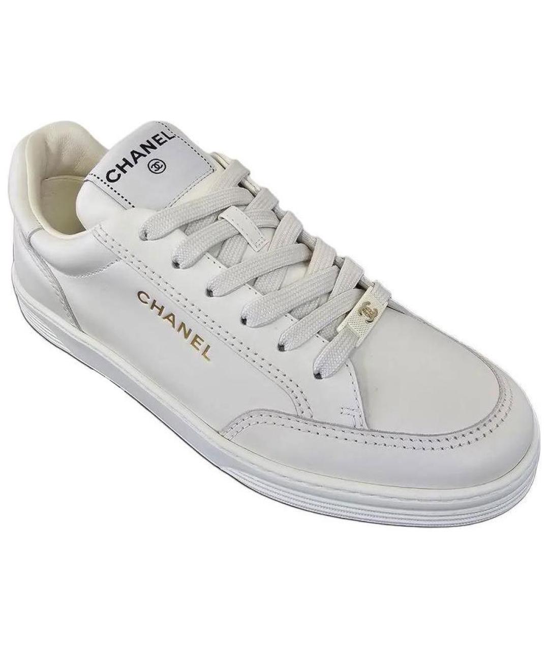 CHANEL Белые кожаные кеды, фото 3