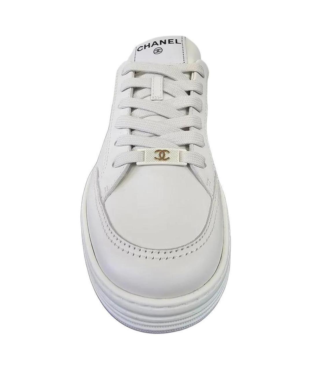 CHANEL Белые кожаные кеды, фото 4