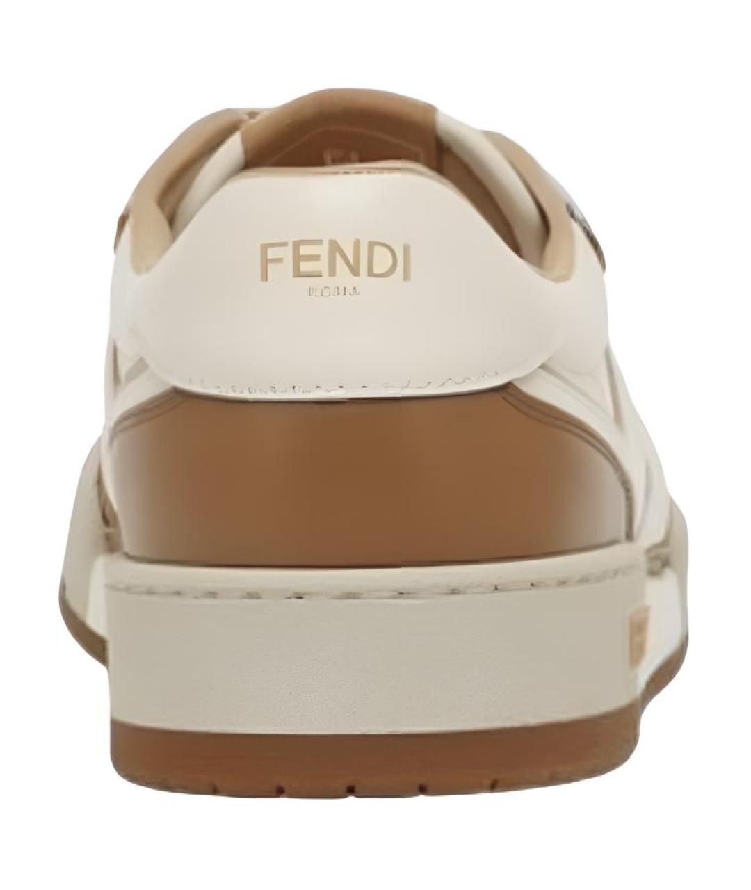 FENDI Коричневые кожаные низкие кроссовки / кеды, фото 5