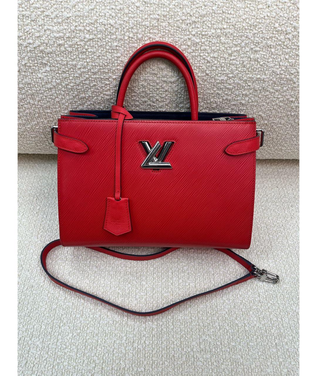LOUIS VUITTON Красная кожаная сумка тоут, фото 6