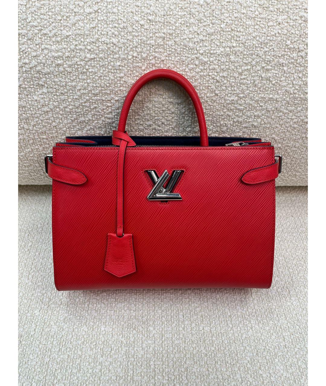 LOUIS VUITTON Красная кожаная сумка тоут, фото 8