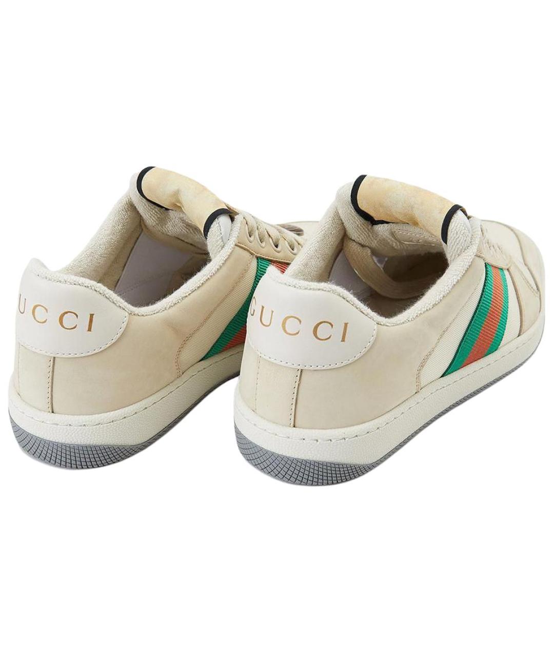 GUCCI Бежевые кожаные кроссовки, фото 5