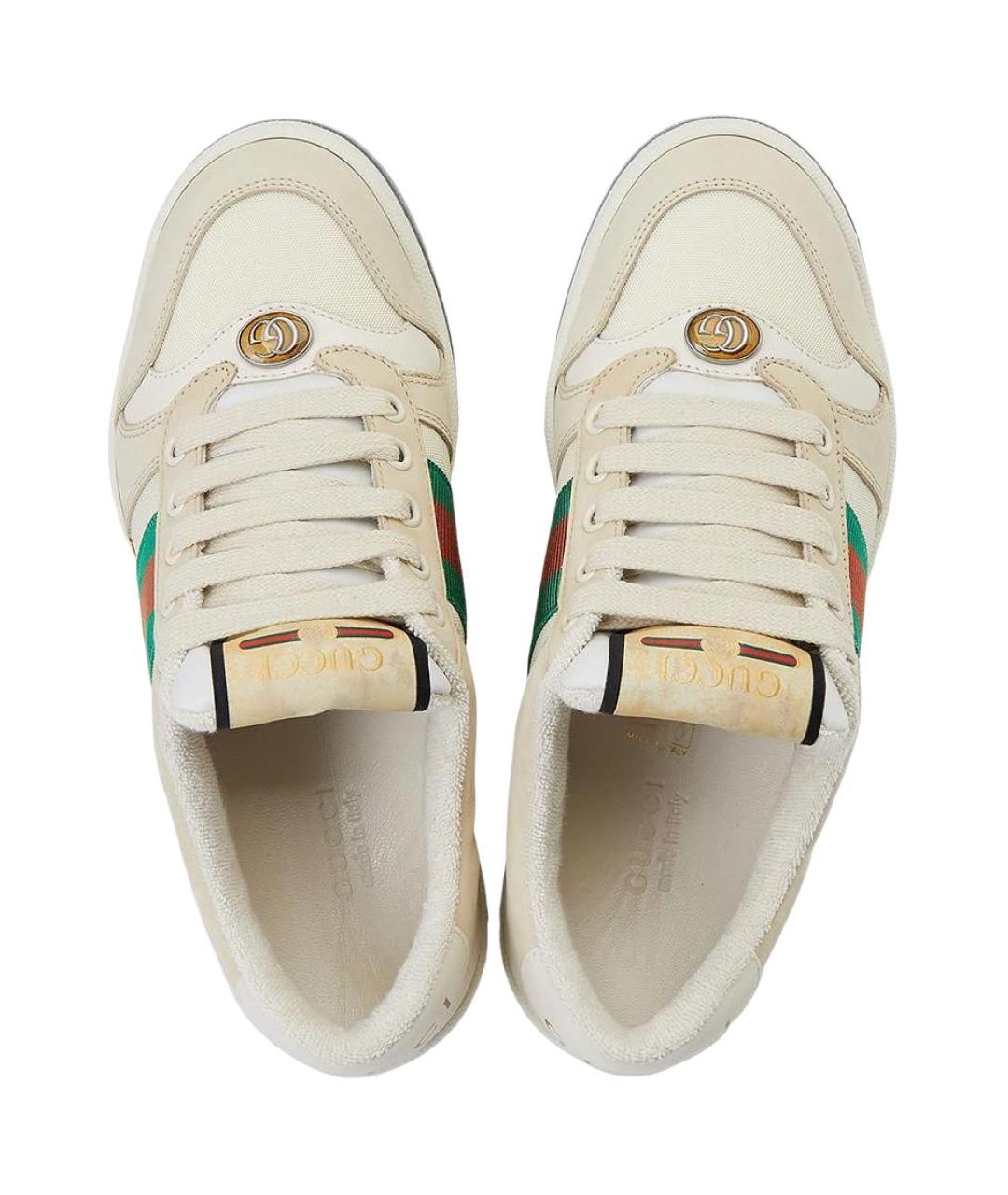 GUCCI Бежевые кожаные кроссовки, фото 6