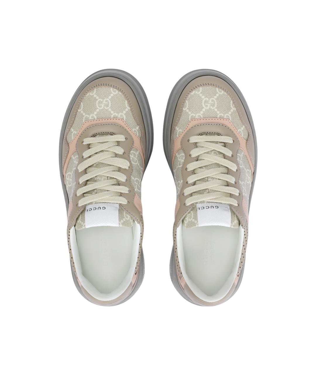 GUCCI Серые кожаные кроссовки, фото 3
