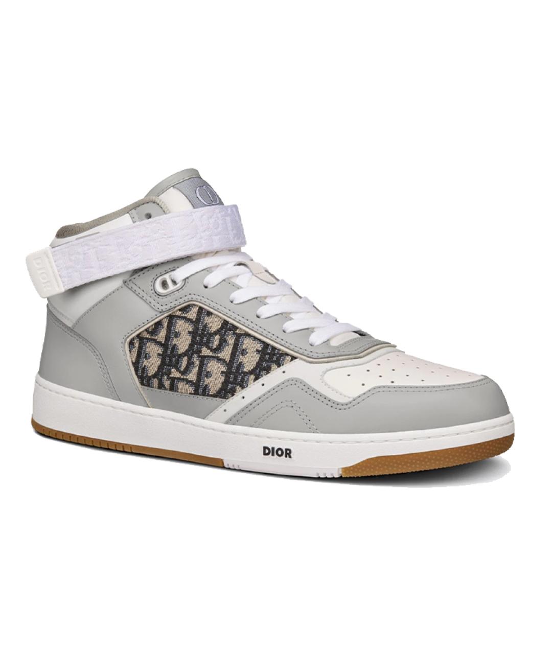 CHRISTIAN DIOR Серые кожаные низкие кроссовки / кеды, фото 3