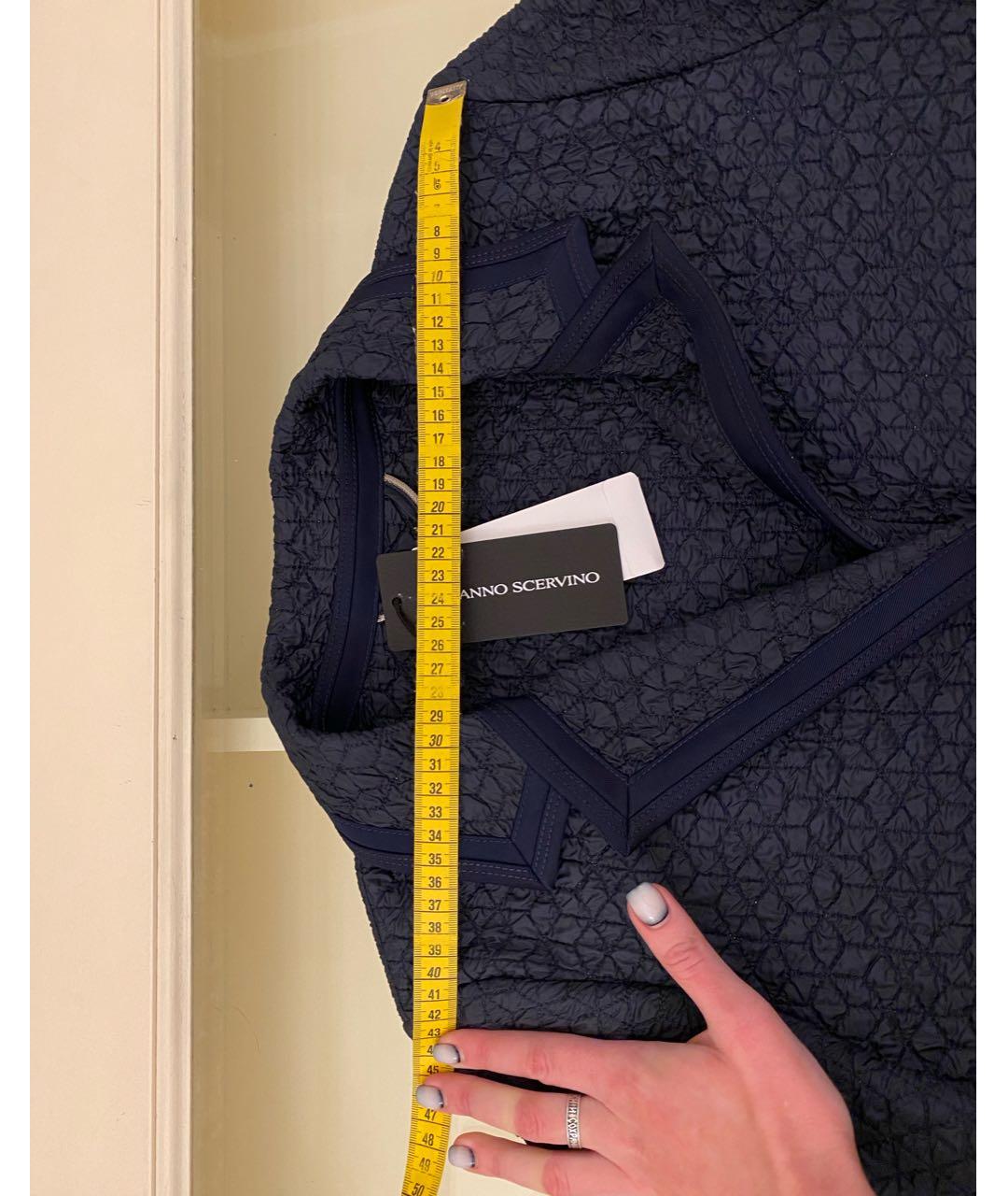 ERMANNO SCERVINO Темно-синее полиэстеровое пальто, фото 8