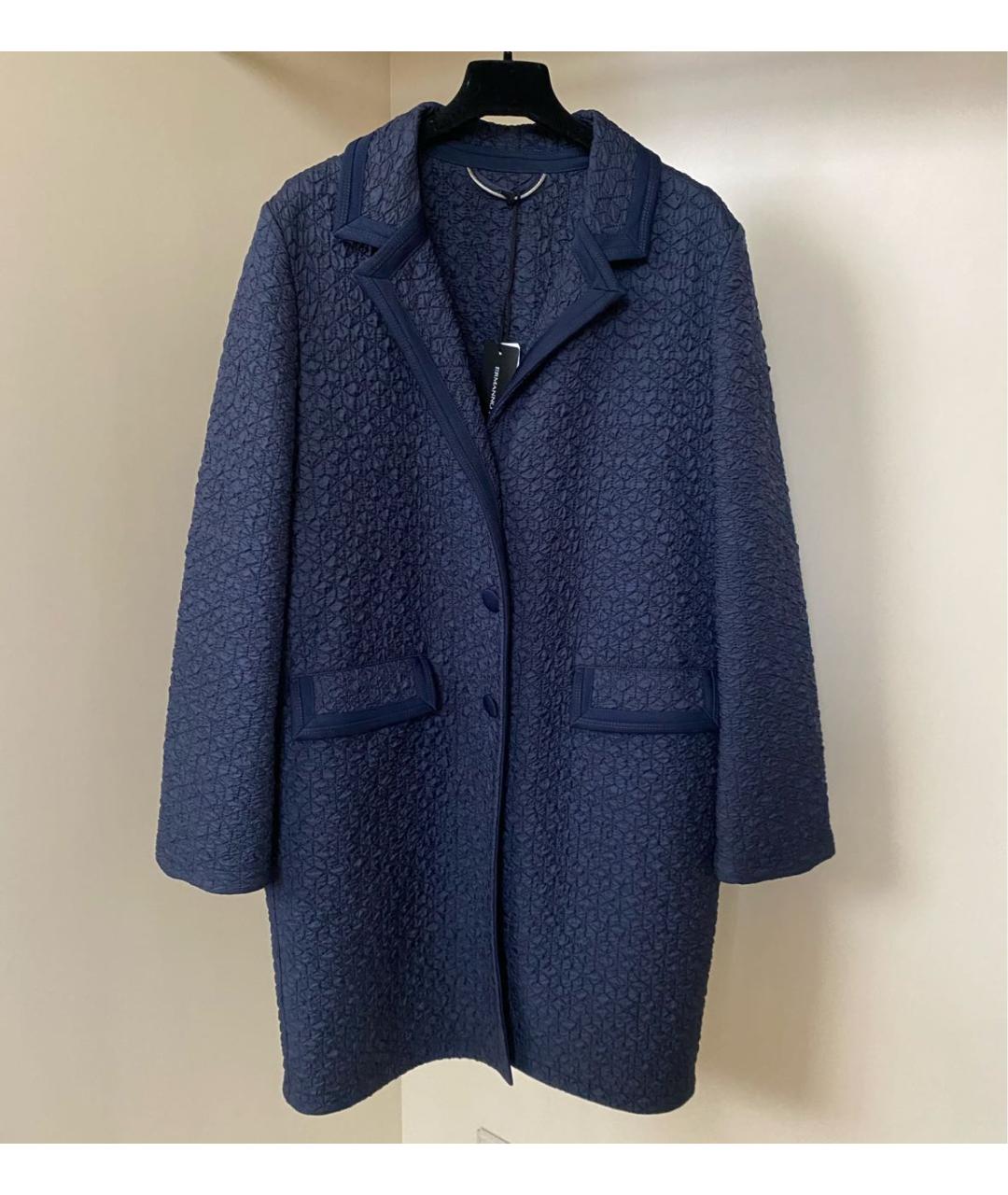 ERMANNO SCERVINO Темно-синее полиэстеровое пальто, фото 3