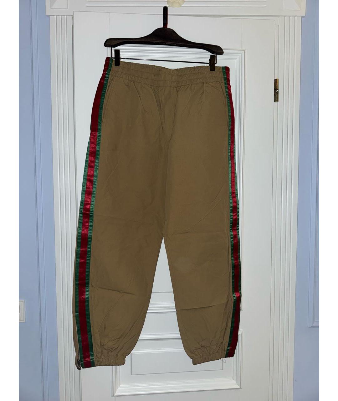 GUCCI Горчичные полиамидовые повседневные брюки, фото 6