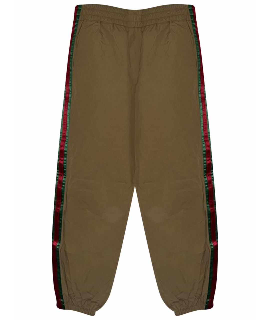 GUCCI Горчичные полиамидовые повседневные брюки, фото 1