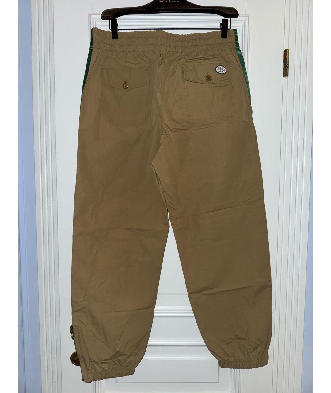 GUCCI Горчичные полиамидовые повседневные брюки, фото 2