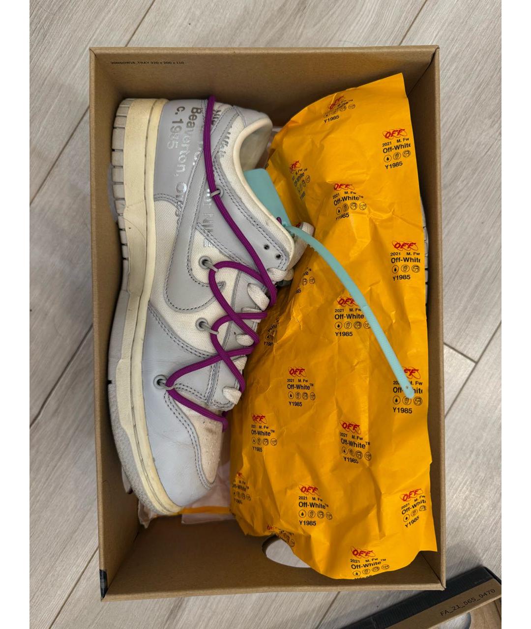 NIKE X OFF-WHITE Белые низкие кроссовки / кеды, фото 5