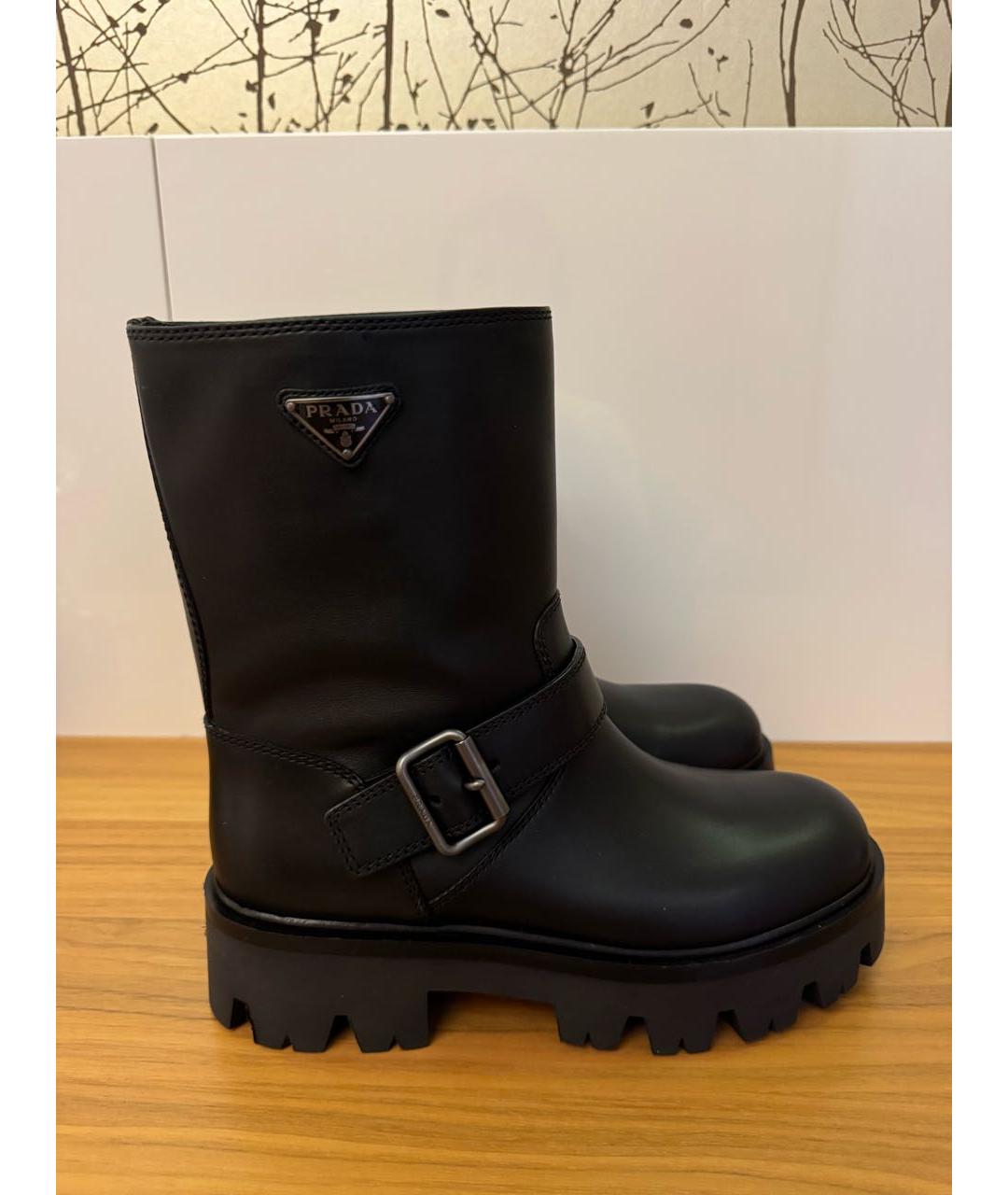 PRADA Черные кожаные ботинки, фото 9