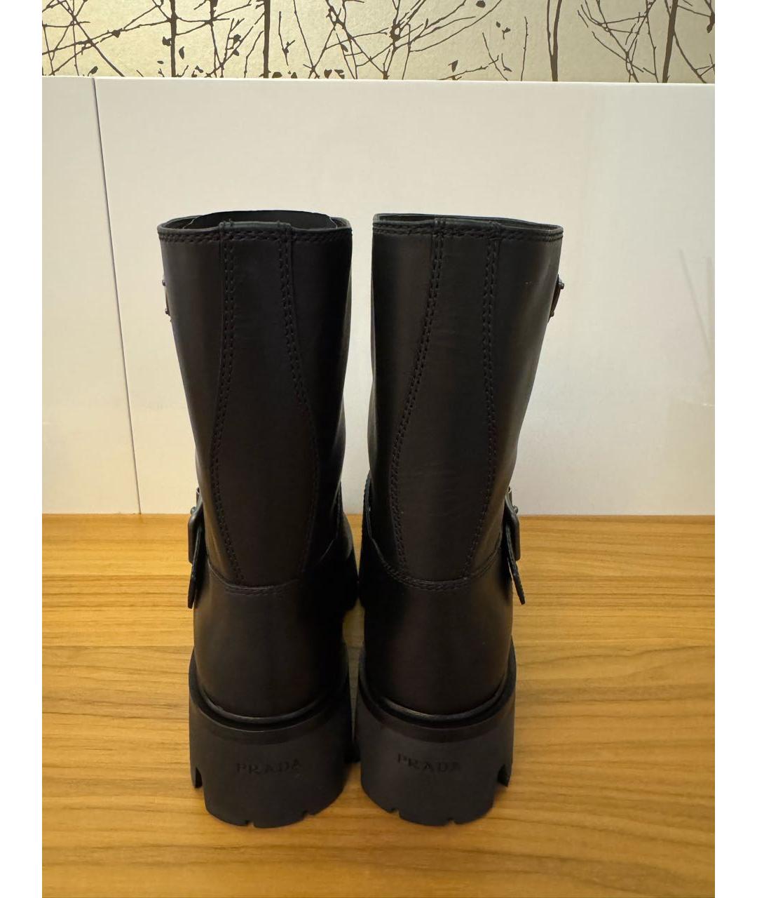 PRADA Черные кожаные ботинки, фото 4