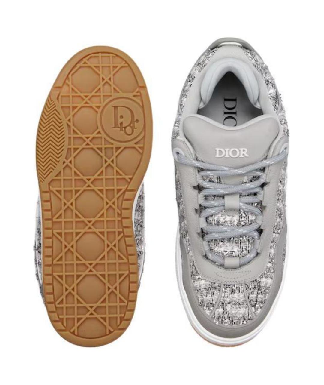 CHRISTIAN DIOR Серебряные кожаные низкие кроссовки / кеды, фото 5