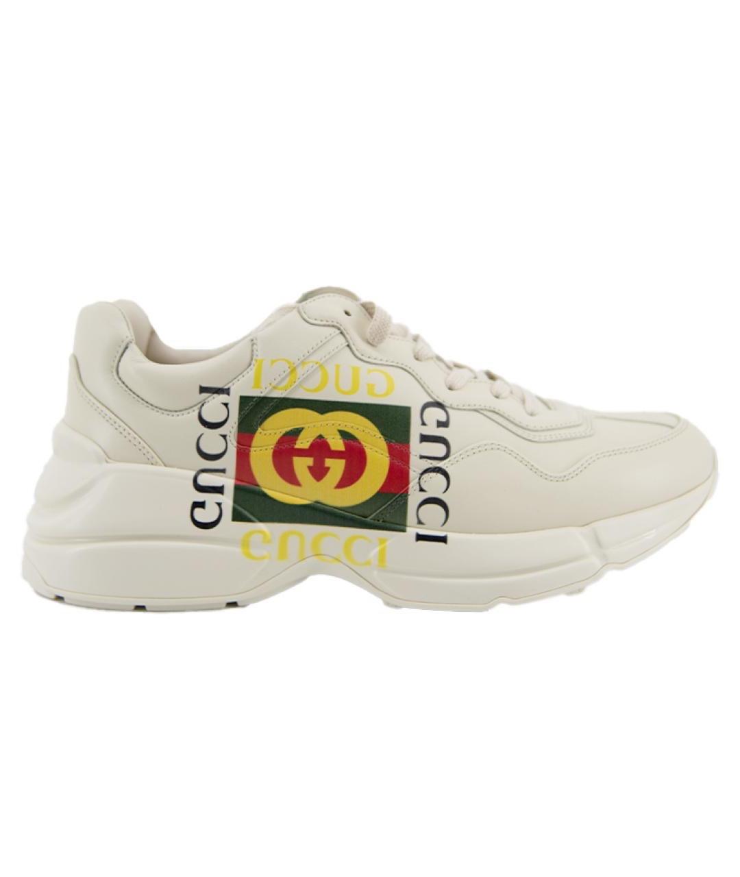 GUCCI Бежевые кожаные низкие кроссовки / кеды, фото 1