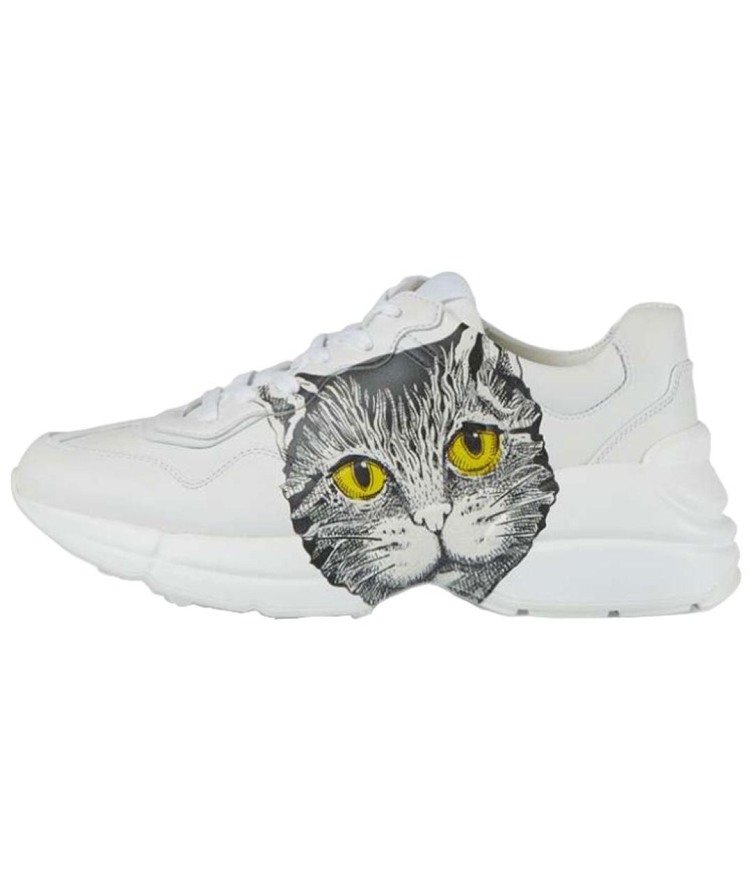 GUCCI Белые кожаные кроссовки, фото 6