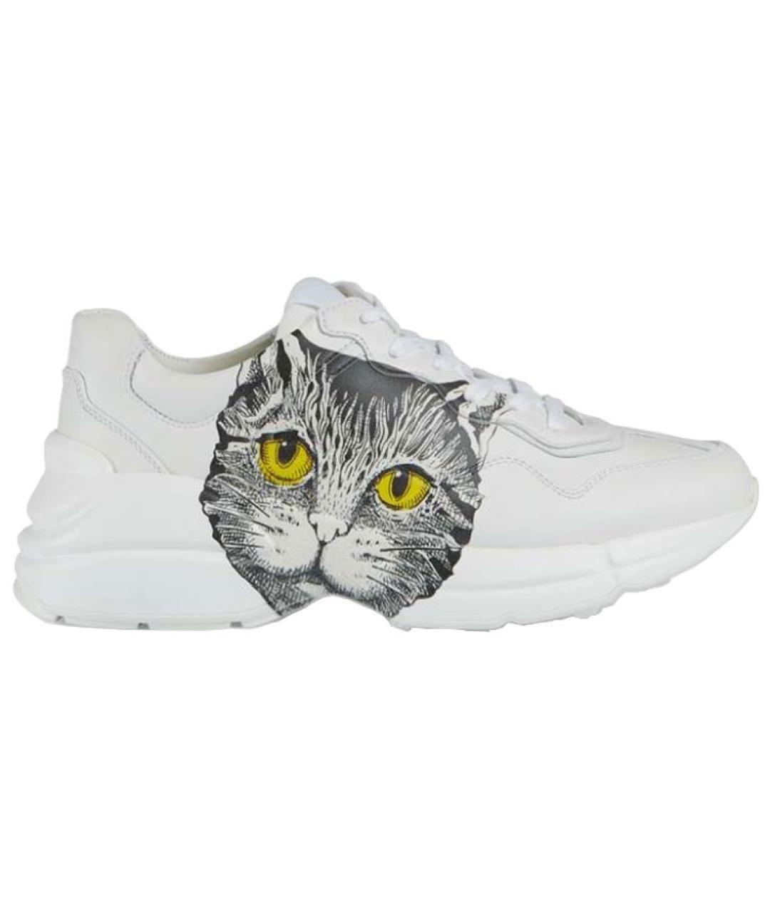 GUCCI Белые кожаные кроссовки, фото 1