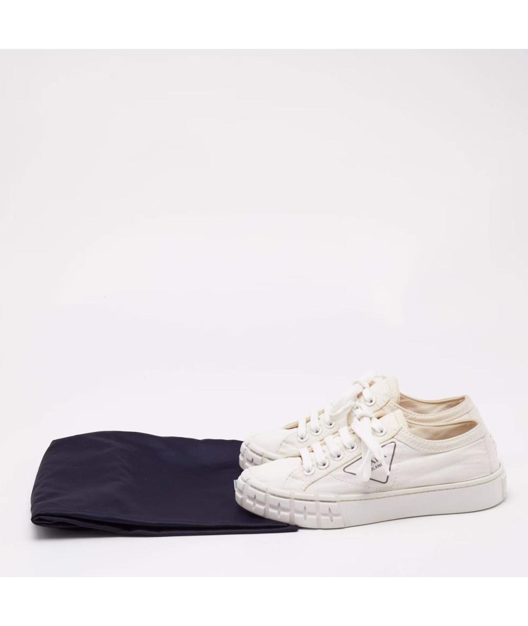 PRADA Белые текстильные кеды, фото 7