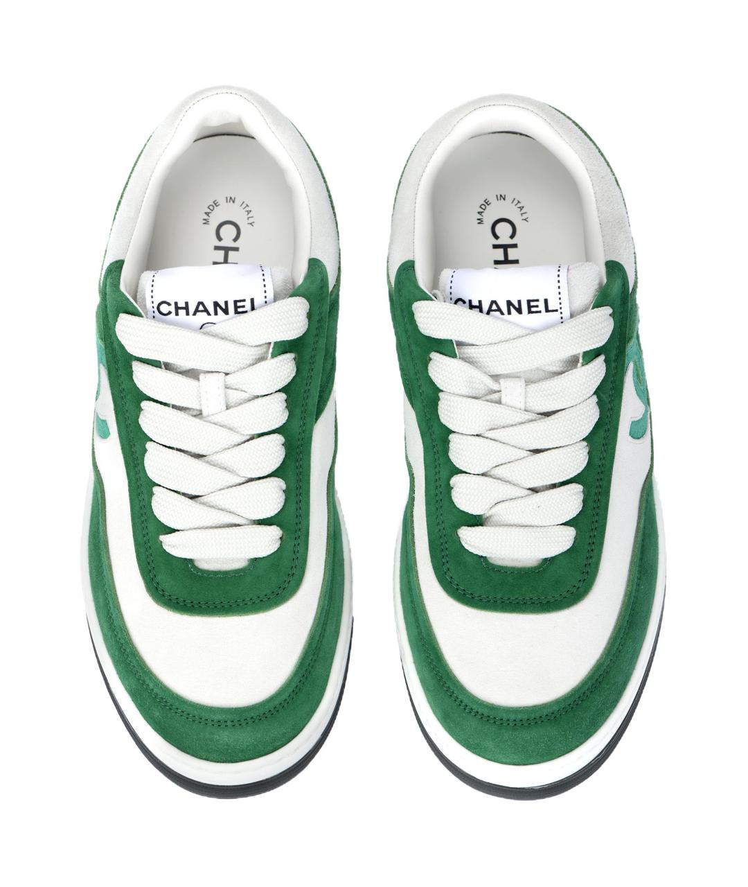 CHANEL Зеленые кожаные кроссовки, фото 3