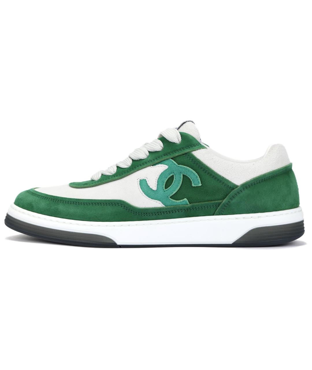 CHANEL Зеленые кожаные кроссовки, фото 6