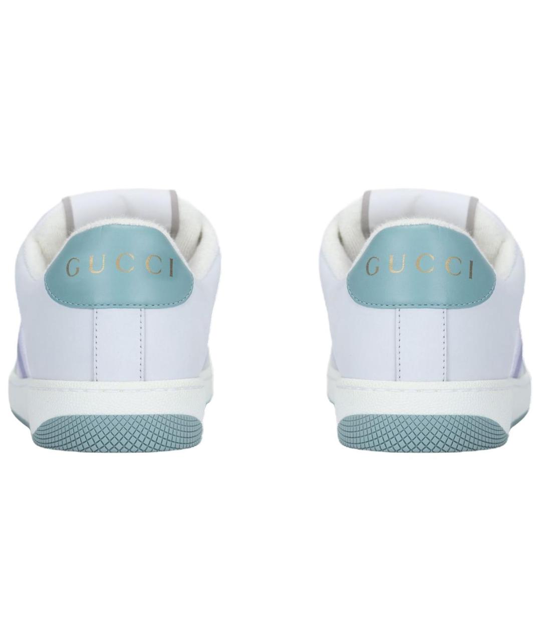 GUCCI Голубые кожаные кроссовки, фото 4