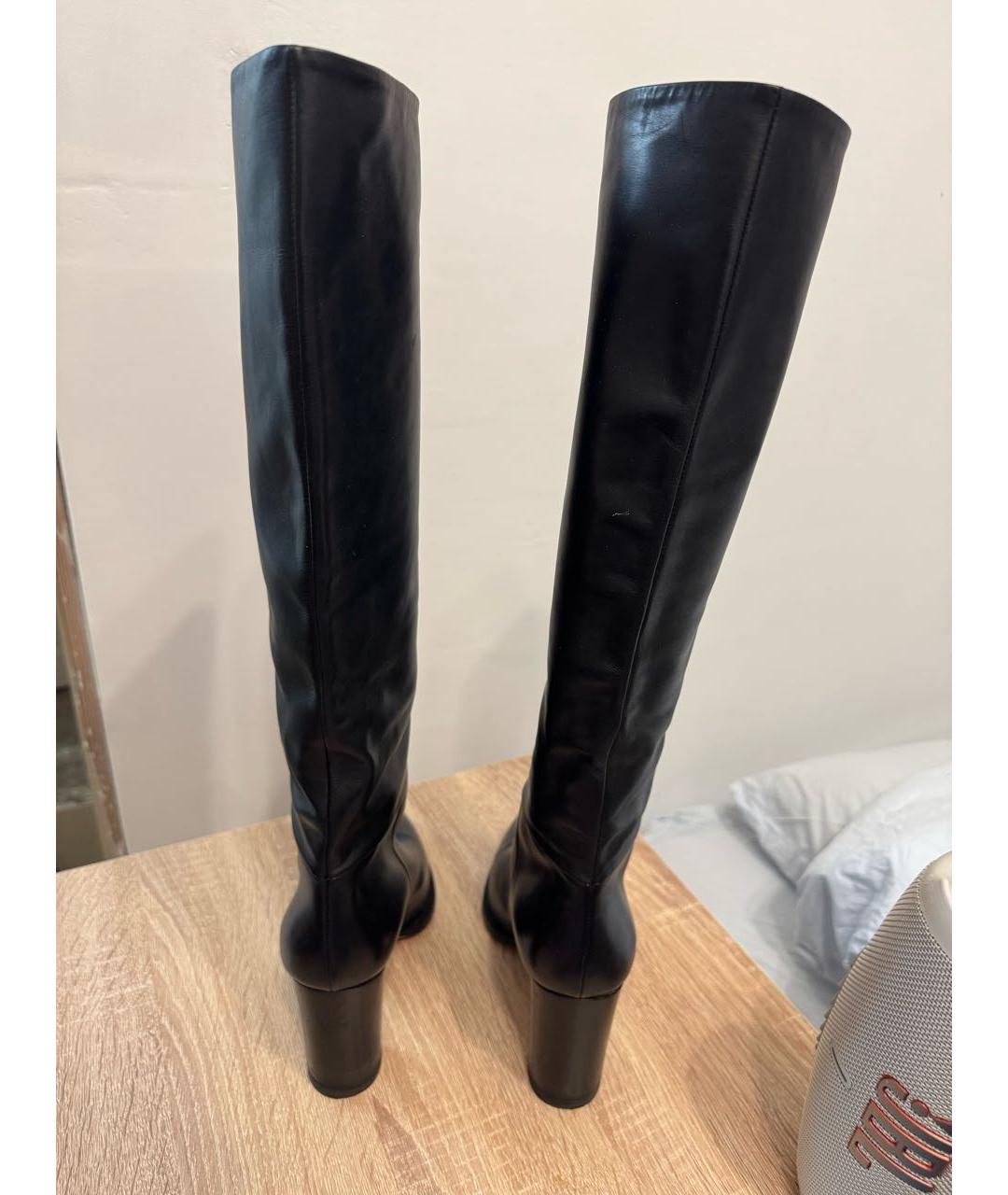 SERGIO ROSSI Черные кожаные сапоги, фото 4